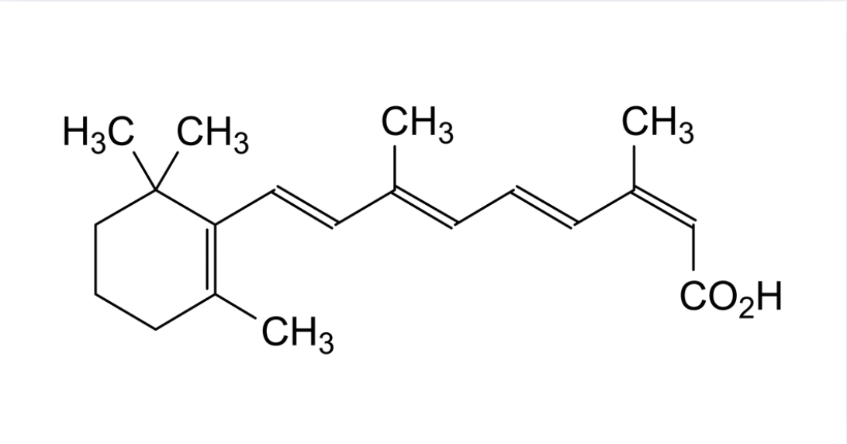 Cấu trúc hóa học của Tretinoin, một loại axit retinoic.