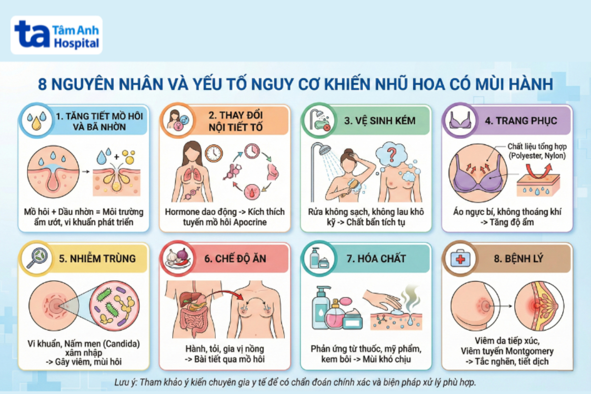 Đầu nhũ hoa có mùi hôi