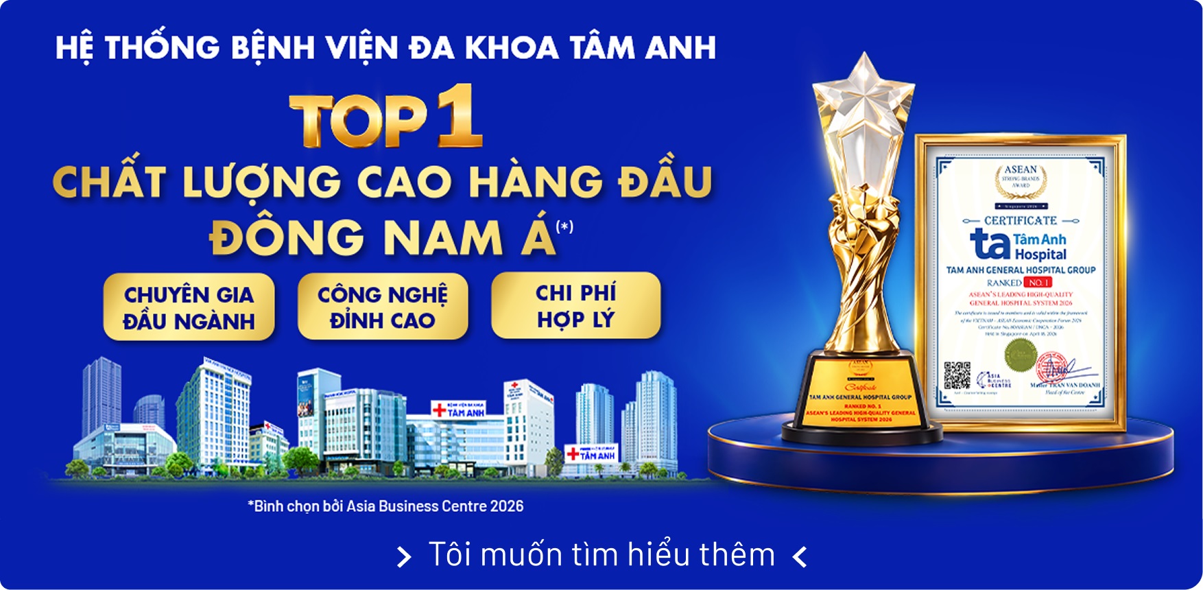 Tâm Anh top 1 chất lượng cao hàng đầu Đông Nam Á