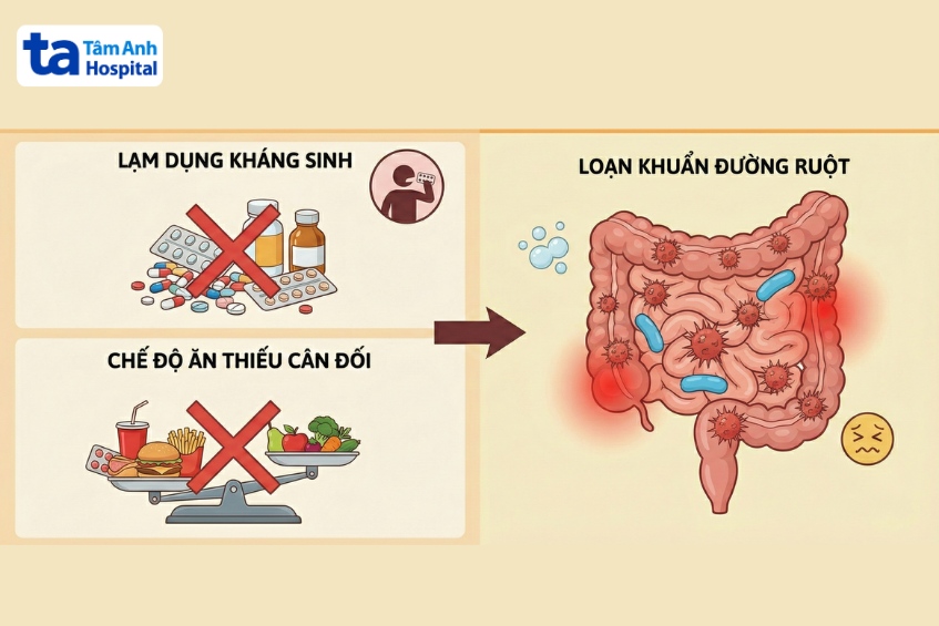 đầy hơi chướng bụng đi ngoài