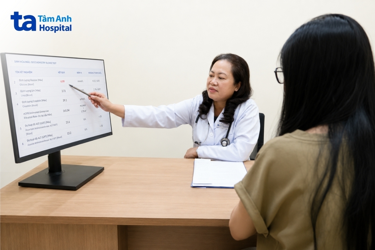 bs.cki hồ thị kim anh đang tư vấn cho người bệnh