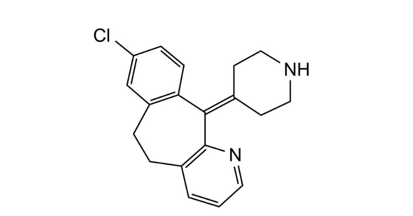 Cấu trúc hóa học của hoạt chất desloratadine.