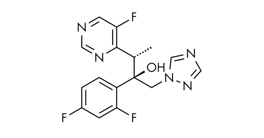 Cấu trúc hóa học của hoạt chất Voriconazole.