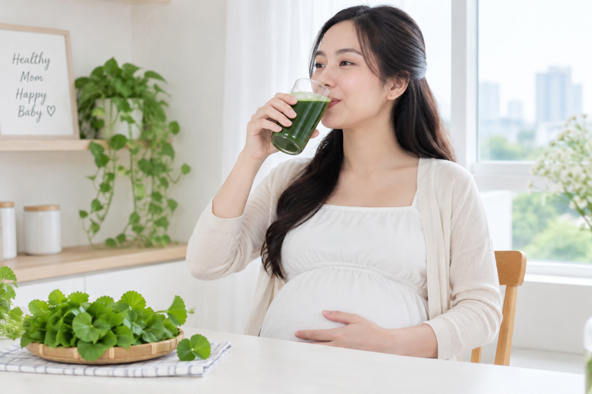 Mẹ bầu uống nước rau má trong thai kỳ