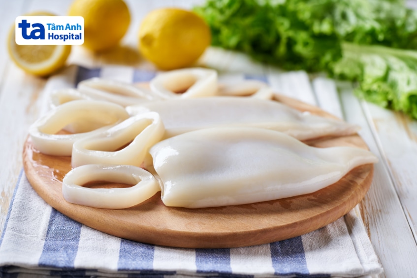 Mực tươi sơ chế sẵn, phù hợp chế biến món ăn cho mẹ bầu.