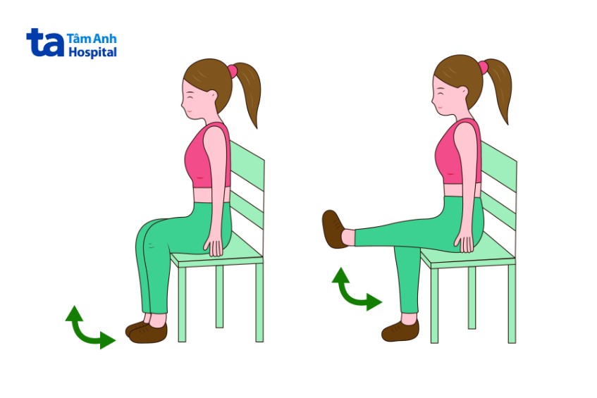 ngồi nâng chân thẳng cho người viêm khớp dạng thấp