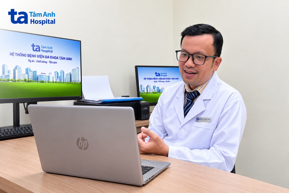 bác sĩ tư vấn cho bệnh nhân theo hình thức trực tuyến