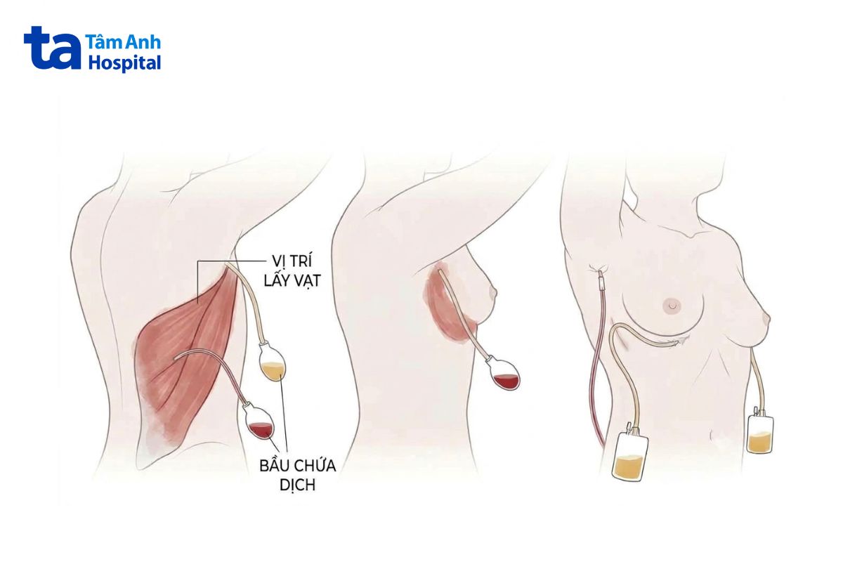 Vị Trí Cần Theo Dõi Trong Quá Trình Chăm Sóc Ống Dẫn Lưu Sau Tái Tạo Vú Bằng Vạt Cơ Lưng Rộng